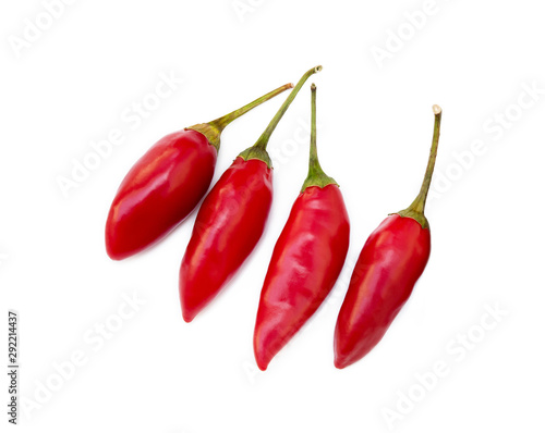 Red hot peppers isolated on white background
