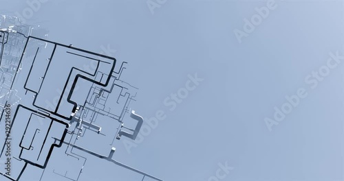 Conceptual visualization of the BIM model utilities of the building without walls photo