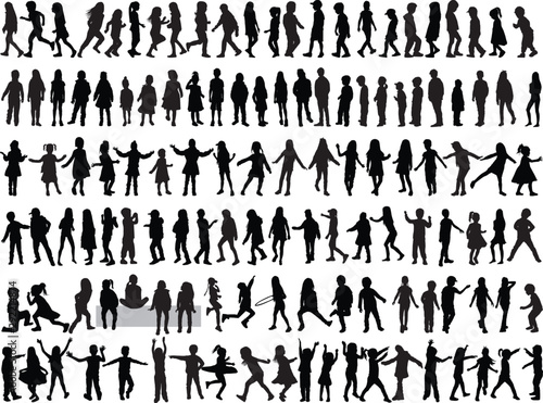 Children silhouettes. Vector work.