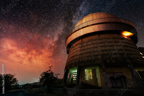 Armenia, Byurakan Astrophysical Observatory in the beautiful starry and milky way galaxy.  photo