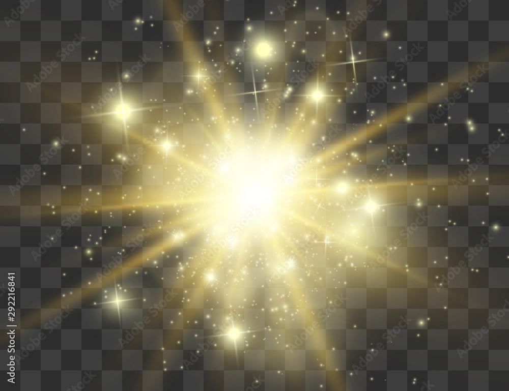 Obraz premium Glow light effect. Star burst with sparkles.Sun. Vector illustration