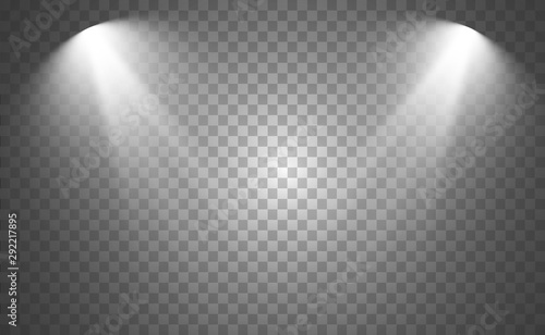 White scene on with spotlights. Vector illustration.