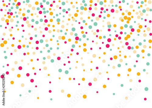 Festive color round confetti background. Abstract frame confetti texture for holiday, postcard, poster, website, carnivals, birthday and children's parties. Cover confetti mock-up. Wedding card layout