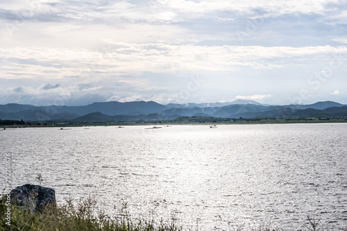 Views of the lake and mountains.