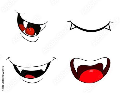 vampire mouth fang smile set  isolated on white background