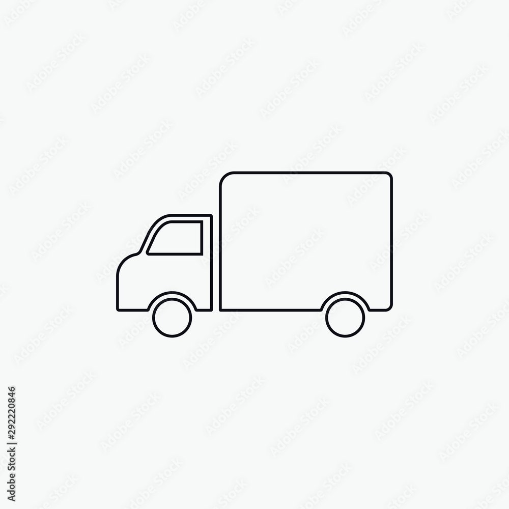 Simple truck silhouette, delivery icon. Vector illustration