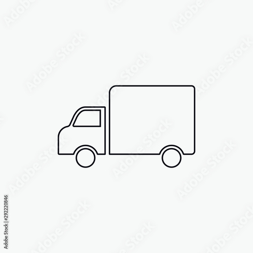 Simple truck silhouette, delivery icon. Vector illustration