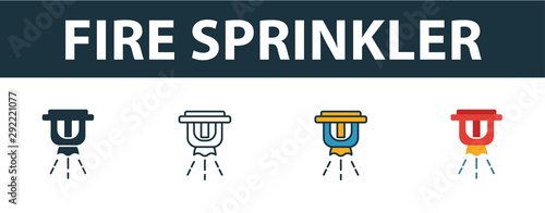 Fire Sprinkler icon set. Premium symbol in different styles from fire safety icons collection. Creative fire sprinkler icon filled, outline, colored and flat symbols