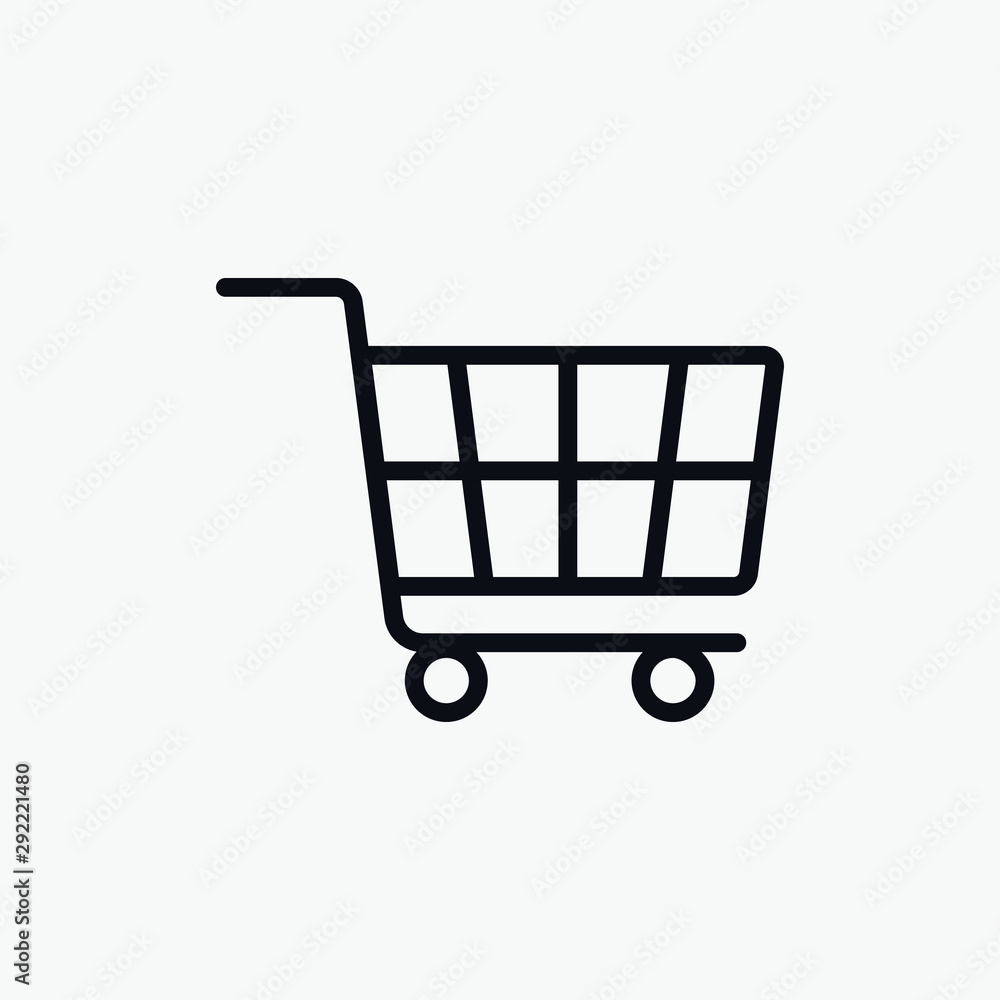 Shopping icon vector. Shopping cart icon on white background