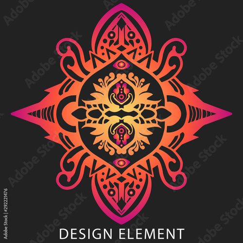 Vector round abstract circle. Mandala style. Decorative element  colored circular design element.