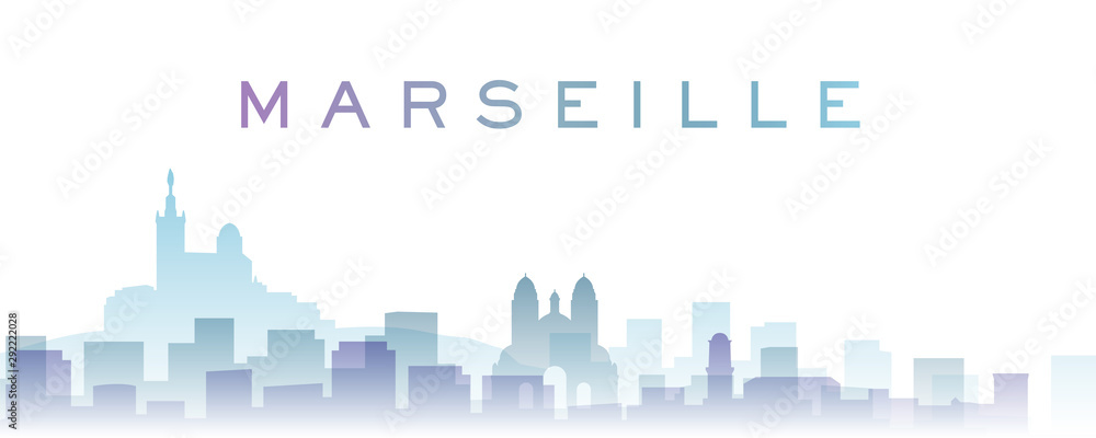 Marseille Transparent Layers Gradient Landmarks Skyline