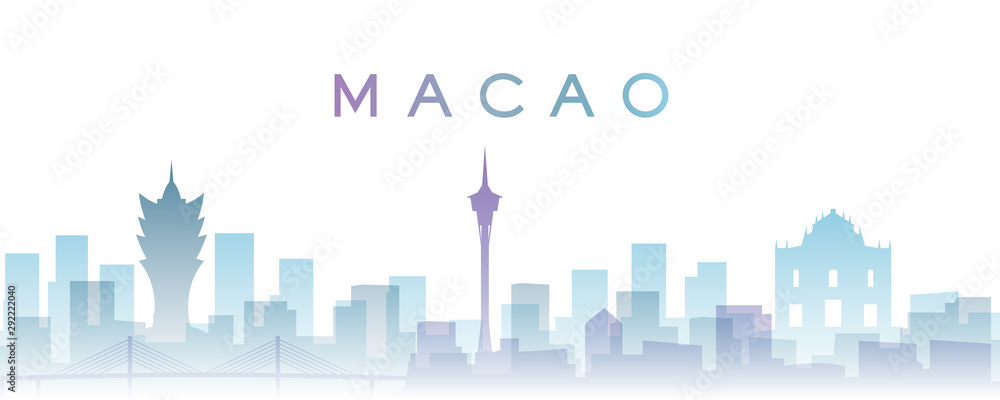 Macao Transparent Layers Gradient Landmarks Skyline