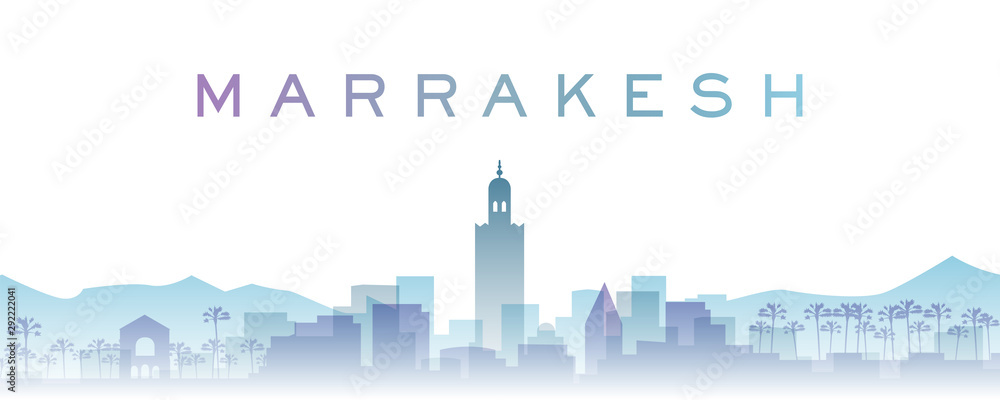 Marrakesh Transparent Layers Gradient Landmarks Skyline