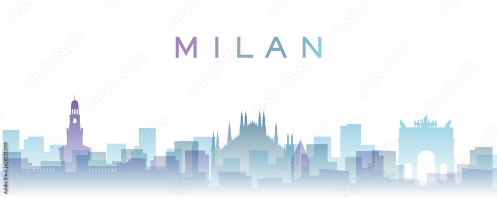 Obraz premium Mediolan przezroczyste warstwy gradientowe zabytki Skyline