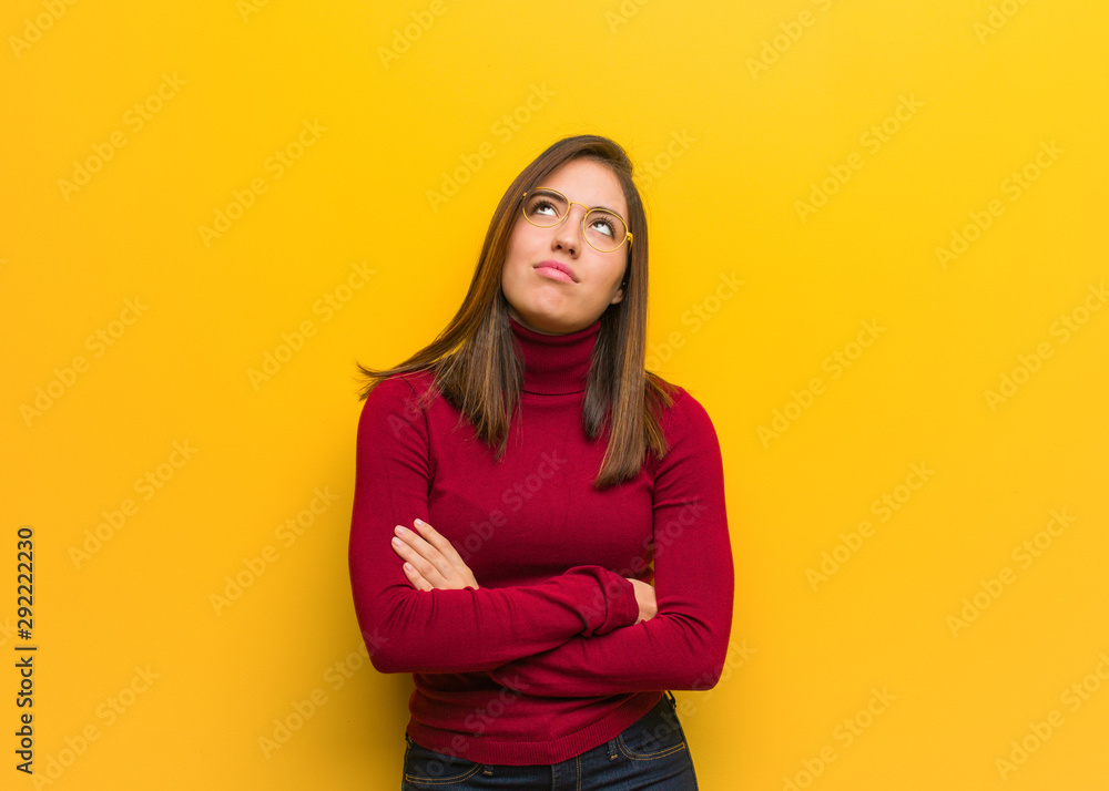 Young intellectual woman tired and bored Young intellectual woman tired and bored