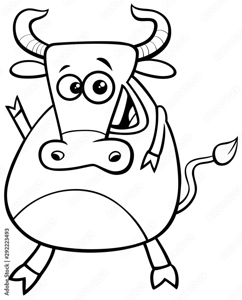 bull farm animal character coloring book page bull farm animal character coloring book page