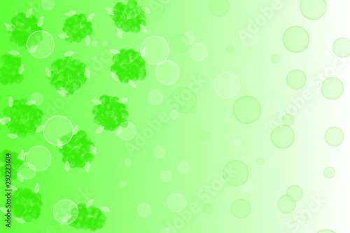 Illustration white-green gradient, patterns of flowers.