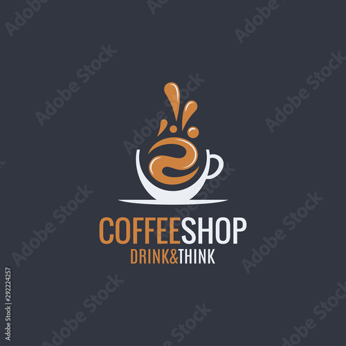 coffee hot cup logo on dark background