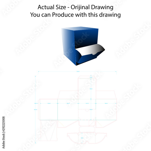Blueprint of a box with drawers