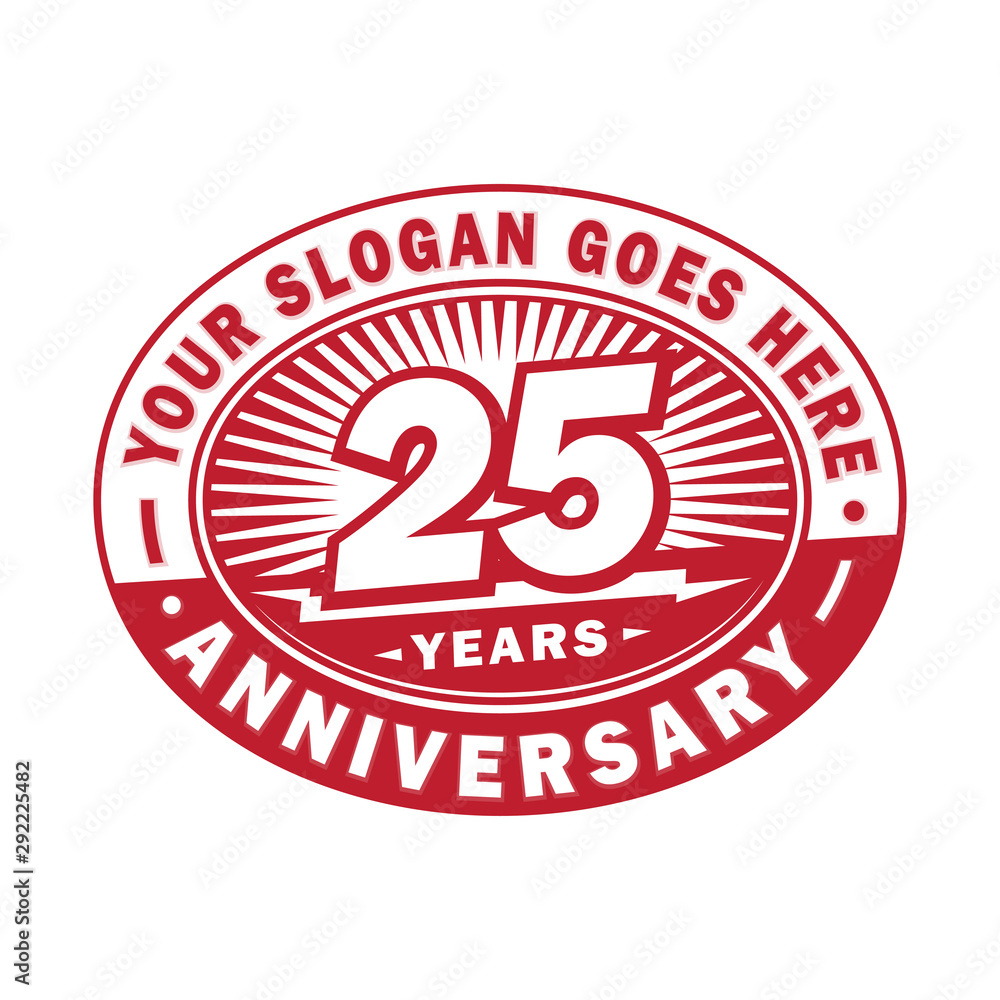25 years anniversary design template. 25th logo. Red design - vector and illustration.