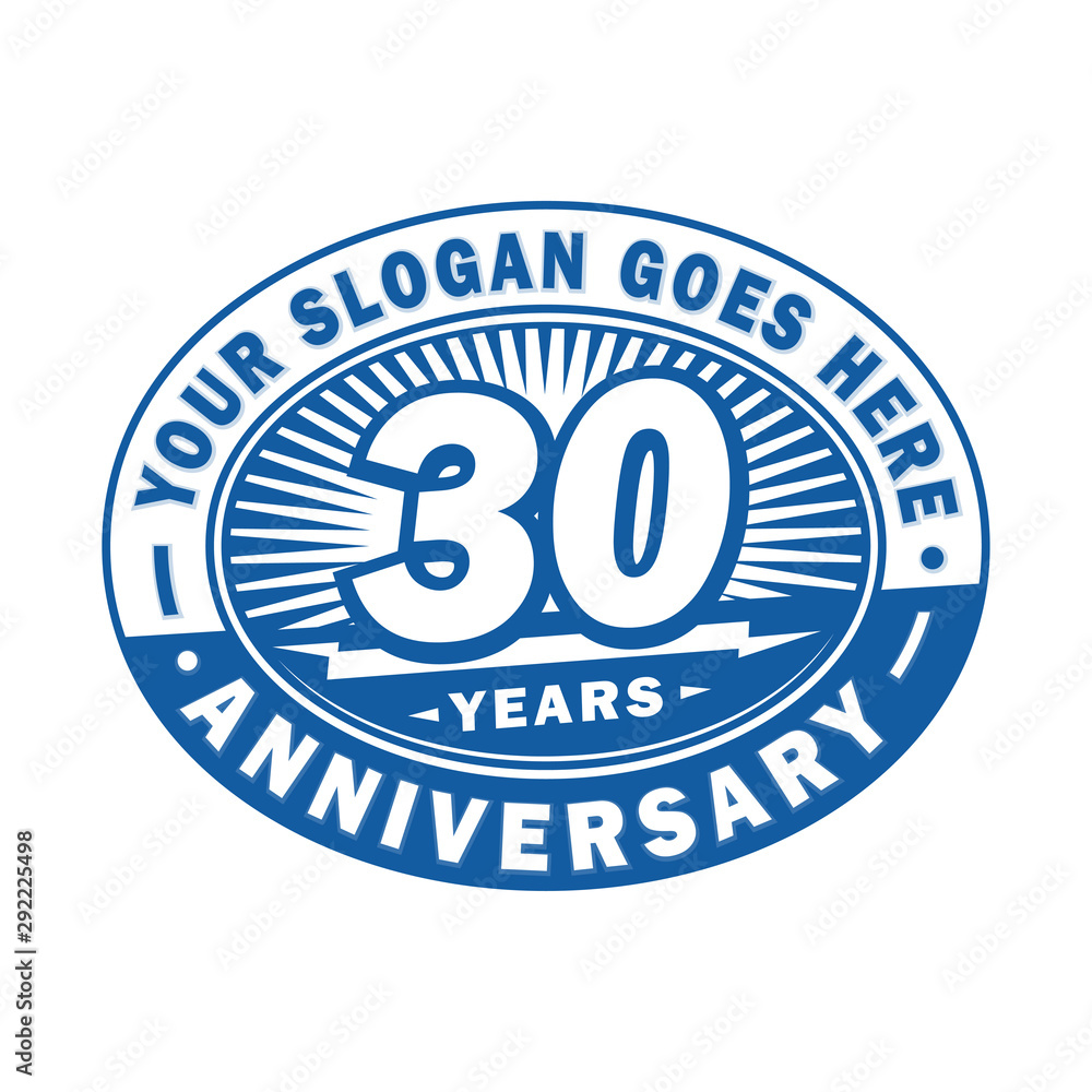 30 years anniversary design template. 30th logo. Blue design - vector and illustration.