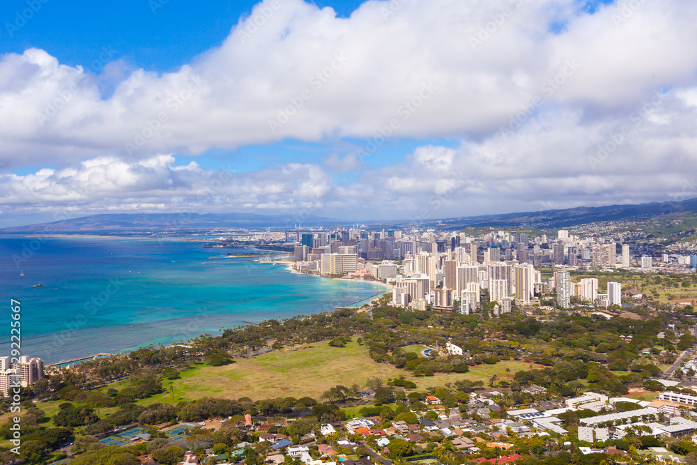 Hawaii, Oahu island, Waikiki city view.