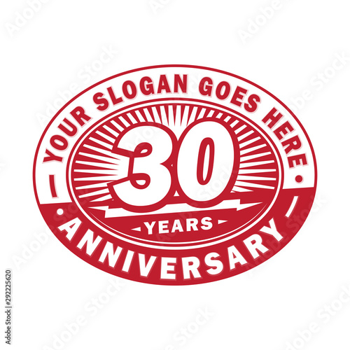 30 years anniversary design template. 30th logo. Red design - vector and illustration.