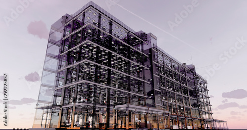 BIM model of building utilities – conceptual 3D rendering