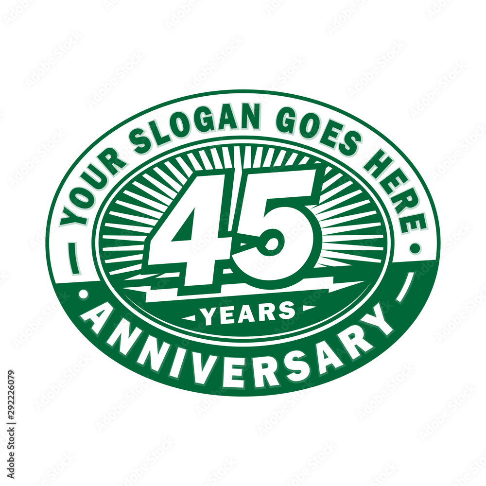 45 years anniversary design template. 45th logo. Green design - vector and illustration. 45 years anniversary design template. 45th logo. Green design - vector and illustration.