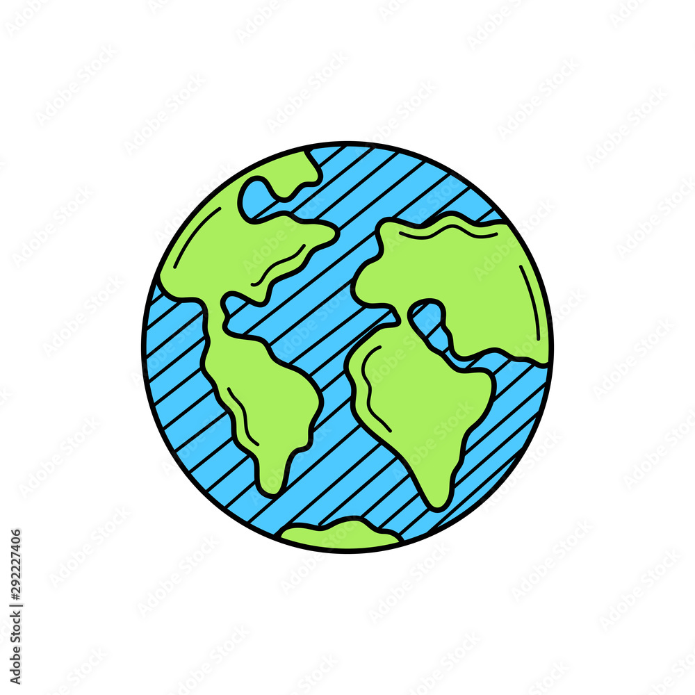 Hand drawn earth isolated on a white. Color sketch of earth. Vector illustration. Hand drawn earth isolated on a white. Color sketch of earth. Vector illustration.