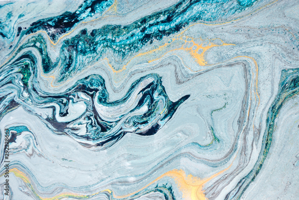Fototapeta premium Blue marble abstract acrylic background. Marbling artwork texture. Liquid acrylic pattern