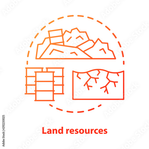 Land resources concept icon. Natural minerals usage idea thin line illustration in blue. Soil pollution and erosion, ecological disaster. Nature contamination. Vector isolated outline drawing