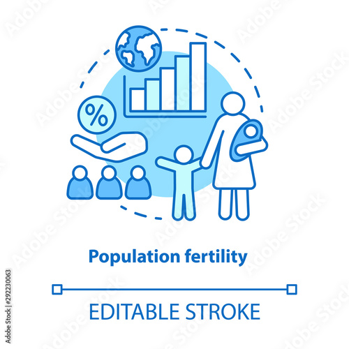 Population fertility concept icon. Birthrate idea thin line illustration. Birth control in different countries. Planned parenthood. Vector isolated outline drawing. Editable stroke