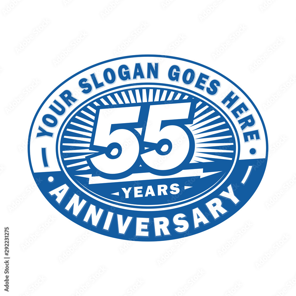 55 years anniversary design template. 55th logo. Blue design - vector and illustration. 55 years anniversary design template. 55th logo. Blue design - vector and illustration.