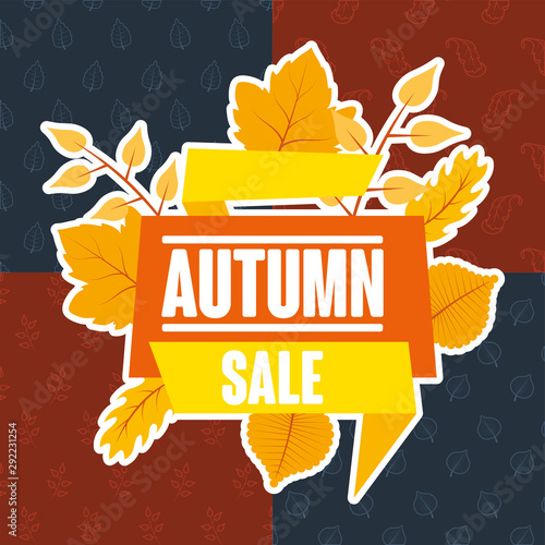autumn sale seasonal label icon