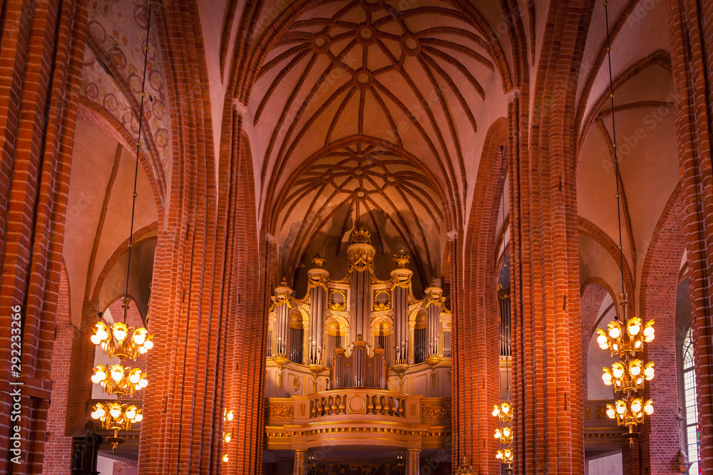 The pipe organ of Storkyrkan, the oldest church in Gamla Stan and Stockholm Cathedral, Stockholm, Sweden