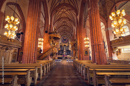 The main nave of Storkyrkan, the oldest church in Gamla Stan and Stockholm Cathedral, Stockholm, Sweden