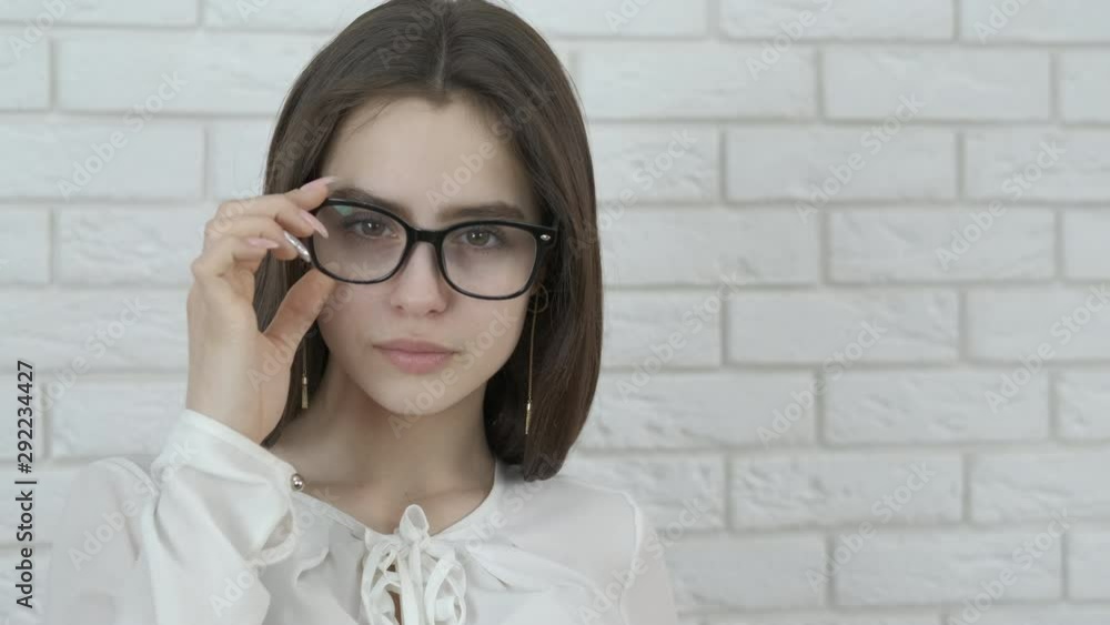 Cute girl in glasses for eyesight. Cute girl in glasses for eyesight.