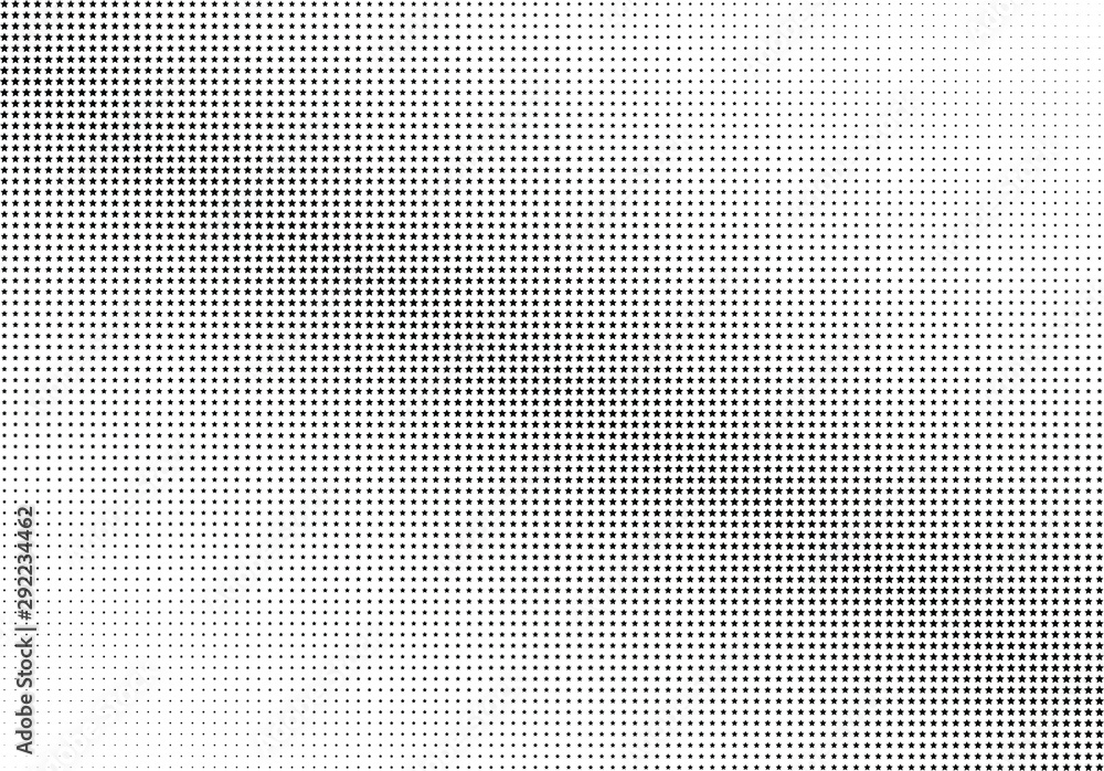 Abstract halftone dotted background. Monochrome futuristic grunge pattern, stars. Vector modern optical pop art texture for posters, site, postcard, cover, labels, vintage sticker, mock-up layout. Abstract halftone dotted background. Monochrome futuristic grunge pattern, stars. Vector modern optical pop art texture for posters, site, postcard, cover, labels, vintage sticker, mock-up layout.