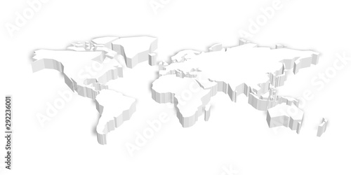 3D map of World with shadow. Vector illustration
