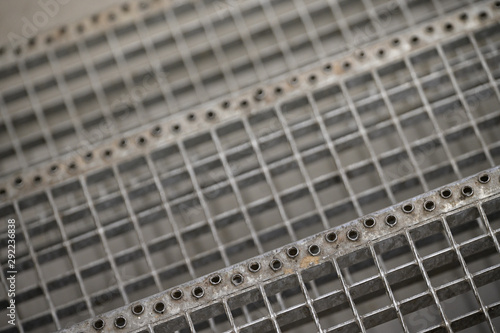 Non-slip openings on grate staircase.