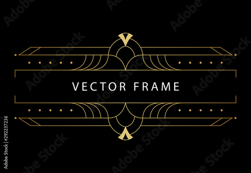 Vector art deco design template. Abstract vintage frame with space for text. Trendy retro invitation.