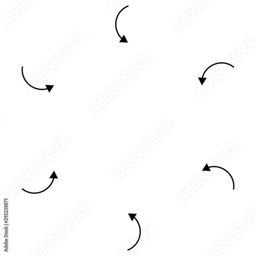Inward circular, radial arrows for tighten, collision and collide themes. Collapse,  denture cursor illustration. Diminish, merge concept pointer element