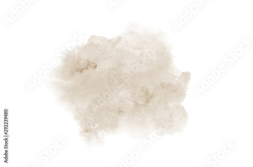 Abstract watercolor background image with a liquid splatter of aquarelle paint, isolated on white. Brown tones