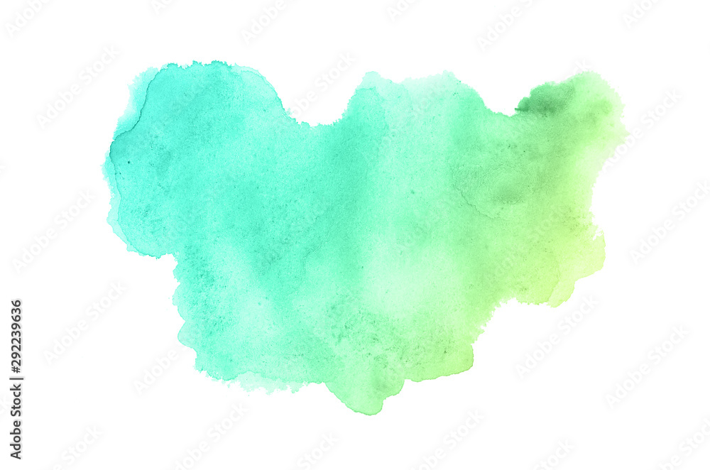 Abstract watercolor background image with a liquid splatter of aquarelle paint, isolated on white.Green and yellow pastel tones Abstract watercolor background image with a liquid splatter of aquarelle paint, isolated on white.Green and yellow pastel tones