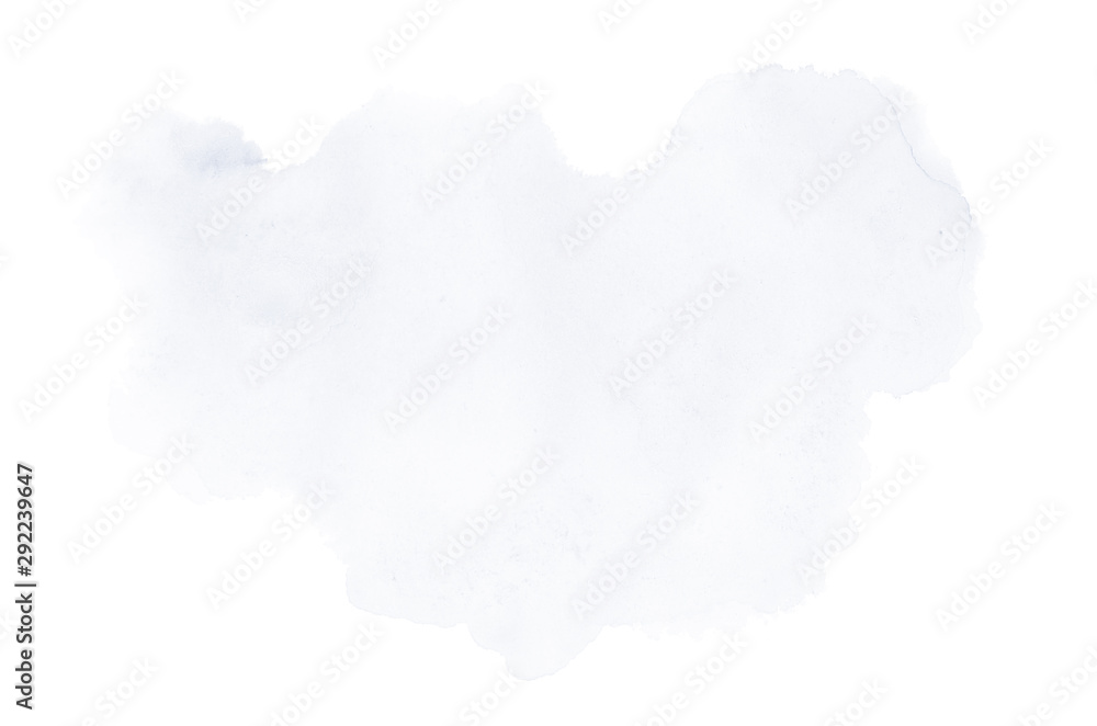 Abstract watercolor background image with a liquid splatter of aquarelle paint, isolated on white. Dark blue tones