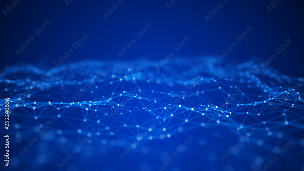 Obraz premium Big data visualization. Abstract background with connecting dots and lines. 3D rendering. High resolution.