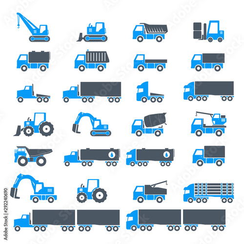 Heavy duty machines icon set