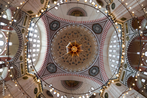 dome, istanbul, ceiling, mosque, turkey, religion, ottoman, landmark, culture, building, muslim, islam, travel, old, architecture, turkish, pattern, art, historic, arch, painting, constantinople, anci photo