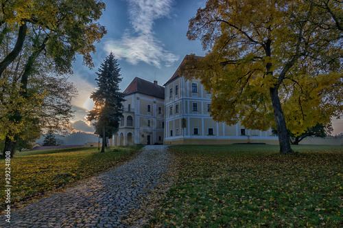 Chateau Letovice - Czech republic. The castle park is in beautiful golden autumn colors.